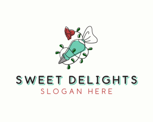 Floral Piping Bag Bakery logo design