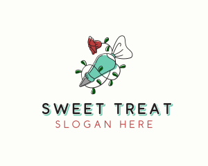 Floral Piping Bag Bakery logo design