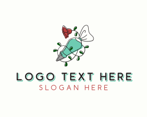 Sweet - Floral Piping Bag Bakery logo design