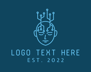 Blue Robot - Circuit Technology Android logo design
