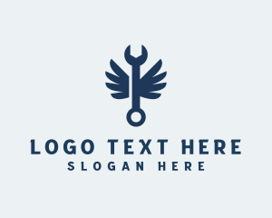 Industrial - Wings Wrench Mechanic logo design