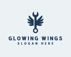 Wings Wrench Mechanic logo design