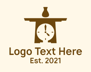Wooden - Clock Table Vase logo design