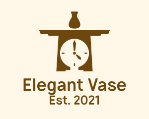 Vase - Clock Table Vase logo design