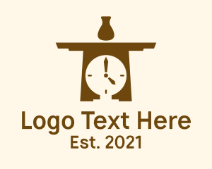 Vase - Clock Table Vase logo design