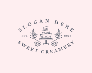 Sweet Flower Cake Dessert logo design