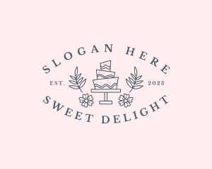 Sweet Flower Cake Dessert logo design