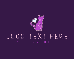 Animal - Cat Heart Feline logo design