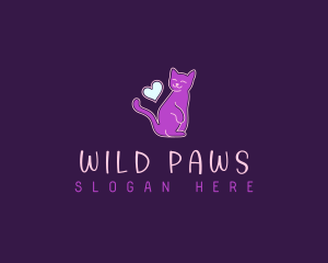 Mammal - Cat Heart Feline logo design