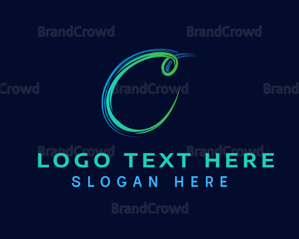 Neon Business Brush Letter C Logo
