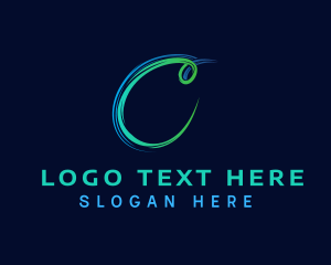 Networking - Neon Business Brush Letter C logo design