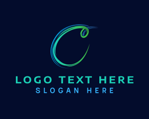 Modern - Neon Business Brush Letter C logo design