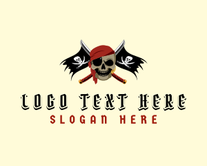 Sword - Pirate Flag Sword logo design