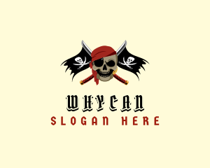 Pirate Flag Sword Logo