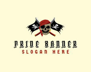 Pirate Flag Sword logo design