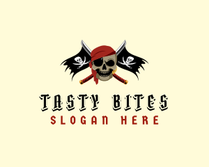 Skull - Pirate Flag Sword logo design