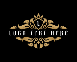 Gold - Shield Royal Leaf logo design
