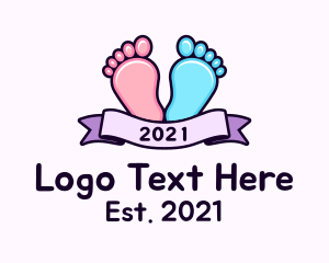 Baby Shower - Baby Feet Nursery Banner logo design