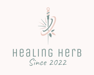 Herb Acupuncture Needle  logo design