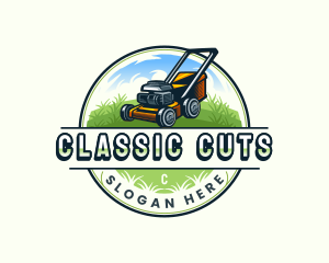 Lawn Mower Garden Landscaping logo design