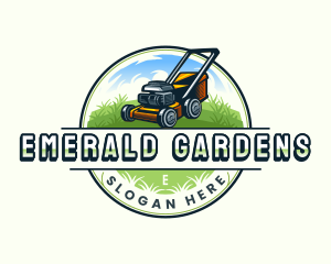 Lawn Mower Garden Landscaping logo design