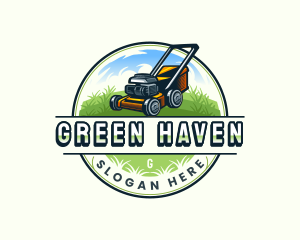 Lawn Mower Garden Landscaping logo design