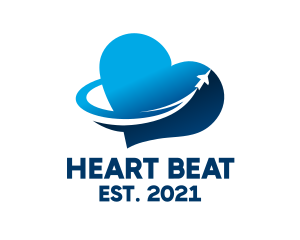 Heart Airplane Flight logo design