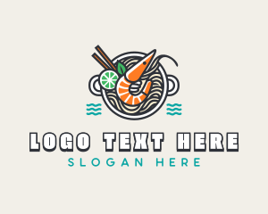 Steamed Bun - Shrimp Soup Noodles logo design