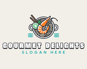 Shrimp Soup Noodles logo design