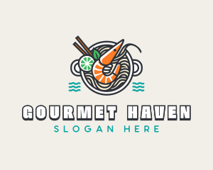 Shrimp Soup Noodles logo design