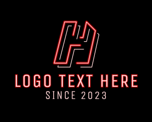 Makeup Vlog - Neon Beauty Product Letter H logo design