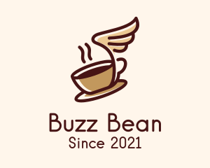 Caffeine - Flying Coffee Cup logo design