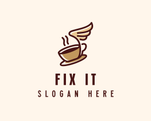 Flying Coffee Cup logo design