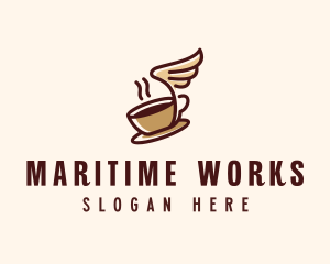 Flying Coffee Cup logo design