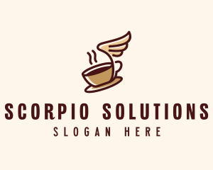 Flying Coffee Cup logo design