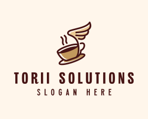 Flying Coffee Cup logo design