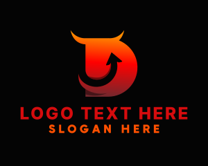 Bull - Evil Red Gradient Letter D logo design