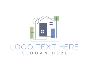 Real Estate - Architecture Blueprint Contractor logo design