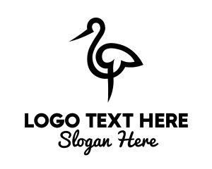 Pelican - Minimalist Stork Brushstroke logo design