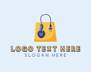 Online Shopping - Light Bulb Shopping Bag logo design