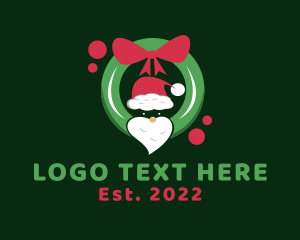 Holiday - Santa Claus Wreath logo design