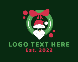 Winter - Santa Claus Wreath logo design