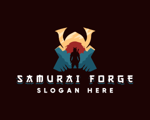 Samurai Helmet Warrior logo design