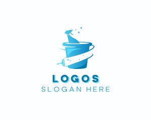 Cleaning Bucket Spray Bottle Logo