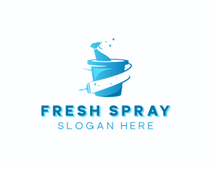 Cleaning Bucket Spray Bottle logo design