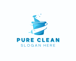 Cleaning Bucket Spray Bottle logo design