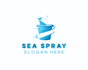 Cleaning Bucket Spray Bottle logo design