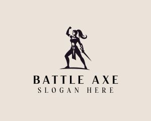 Warrior - Woman Sword Warrior logo design