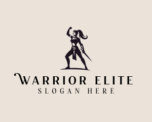 Woman Sword Warrior logo design