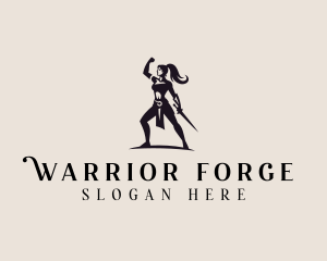 Woman Sword Warrior logo design